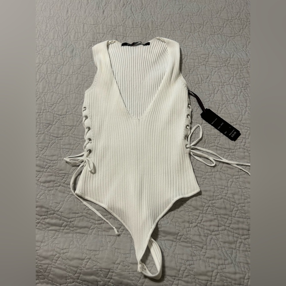 White ribbed bodysuit